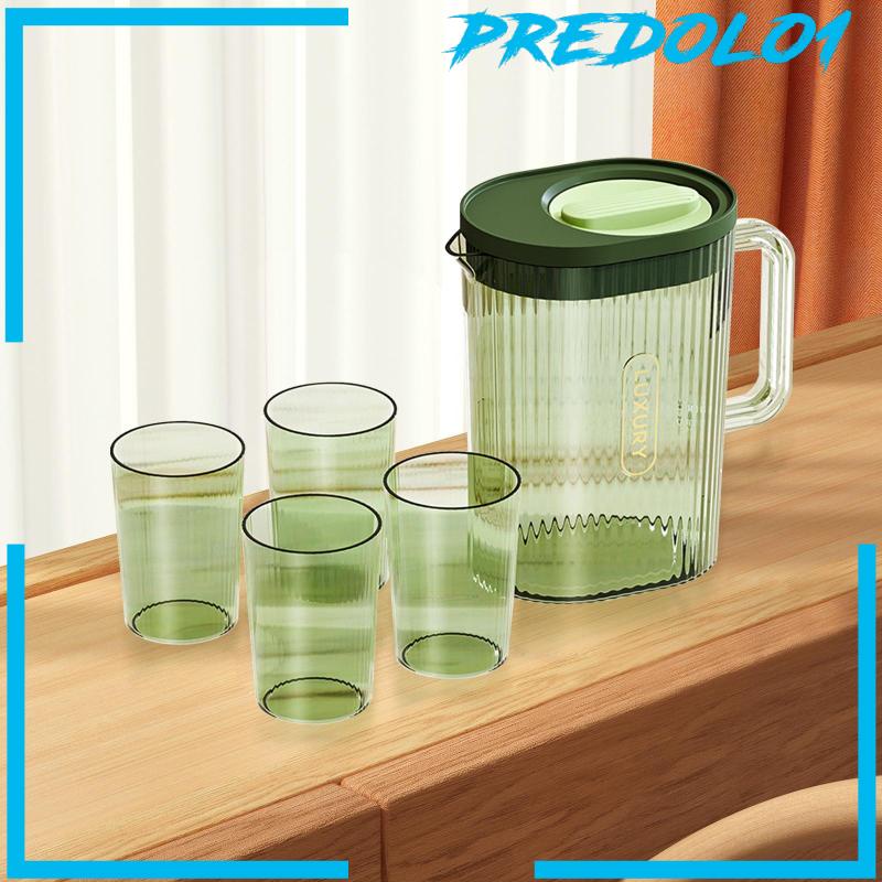 [Predolo1] Pitcher Air Besar Pitcher Air Panas Atau Dingin Dengan 4gelas Anti Bocor Dengan Tutup Dan Pegangan 70oz Lemon Kettle Cold Water Juice Jar Untuk Rumah Tangga