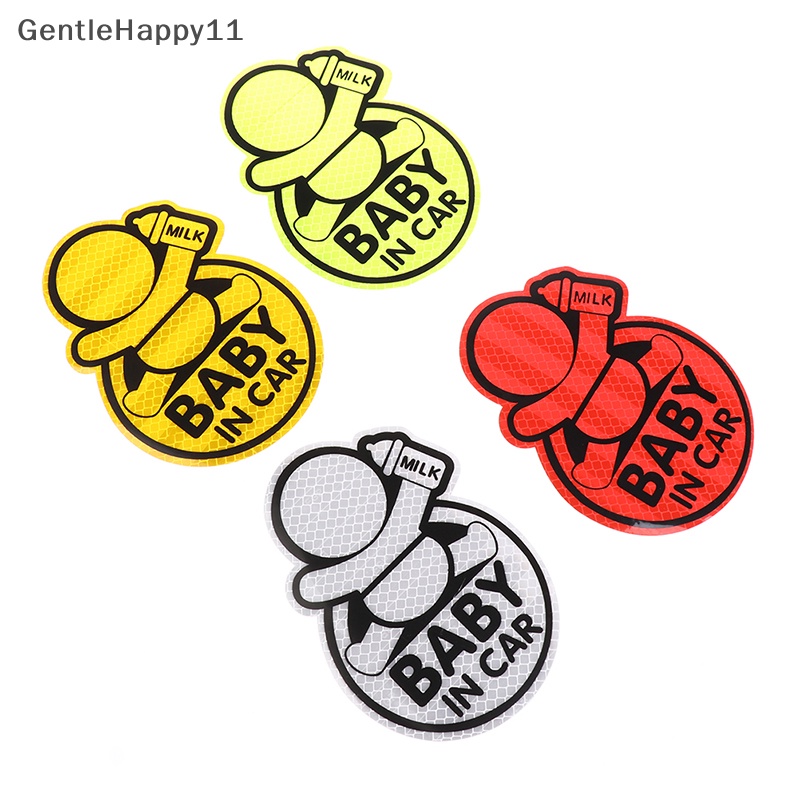 Gentlehappy Reflektif Baby On Board Baby in Mobil Jendela Bumper Stiker Vinyl Decal Lucu id