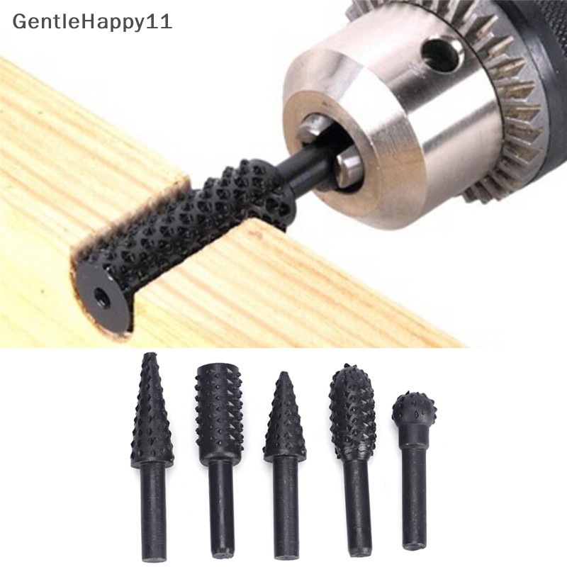 Gentlehappy 5pcs Set Rotary Burr Baja Hitam1/4 ''6mm Shank Wood Rasp Drill Bits Alat Rumah id