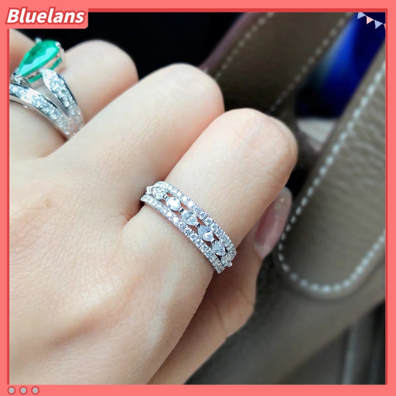 [BLS] Mewah Desainer fashion Temperamen 18 K Berlapis Emas Setengah Lingkaran Penuh Berlian marquise Zirkon Cincin Berlian Cincin Wanita Cincin