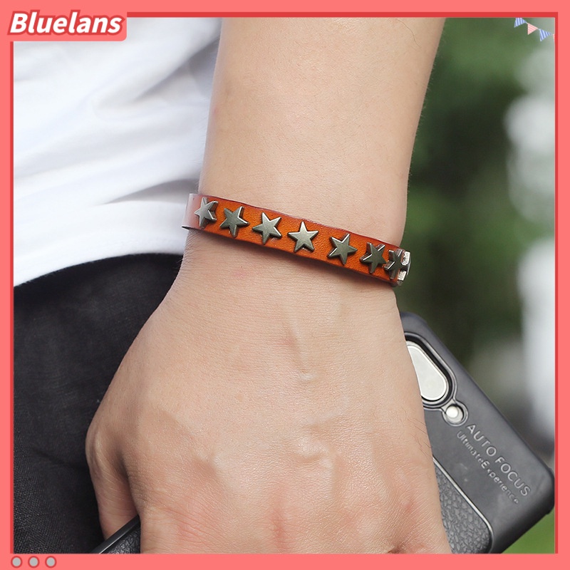 [BLS] Gelang Kulit Sapi Bintang Berujung Lima bracelet bar hip-hop Aksesoris