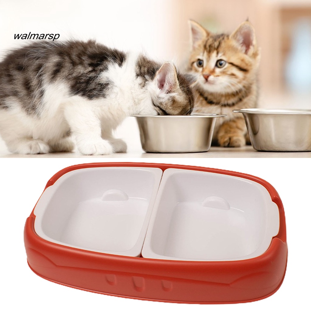 Walmarsp Pet Food Water Feeder Double Compartment Inner Bowl Menyimpan Air Mudah Membersihkan Kapasitas Tinggi Food Grade Pet Food Bowl Aksesoris Hewan Peliharaan