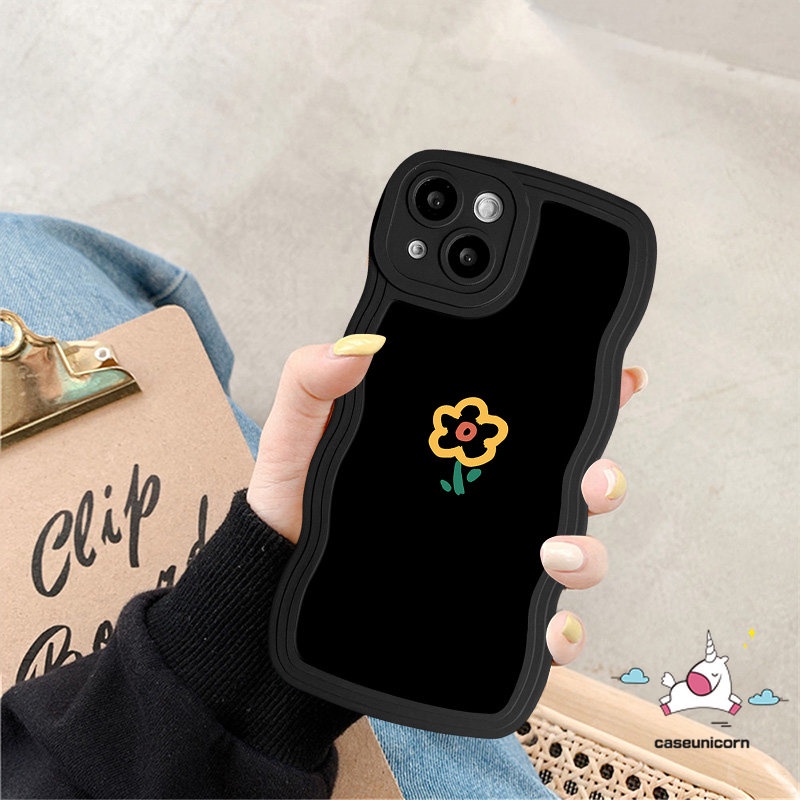 Vintage Flower Lembut Bergelombang Penutup Tepi Kompatibel Untuk IPhone 7Plus 13 11 14 12 Pro Max XR X 7 6s 8 6 14 Plus XS Max SE 2020fashion Soft Tpu Art Simple Bunga Tulip Back Phone Cover