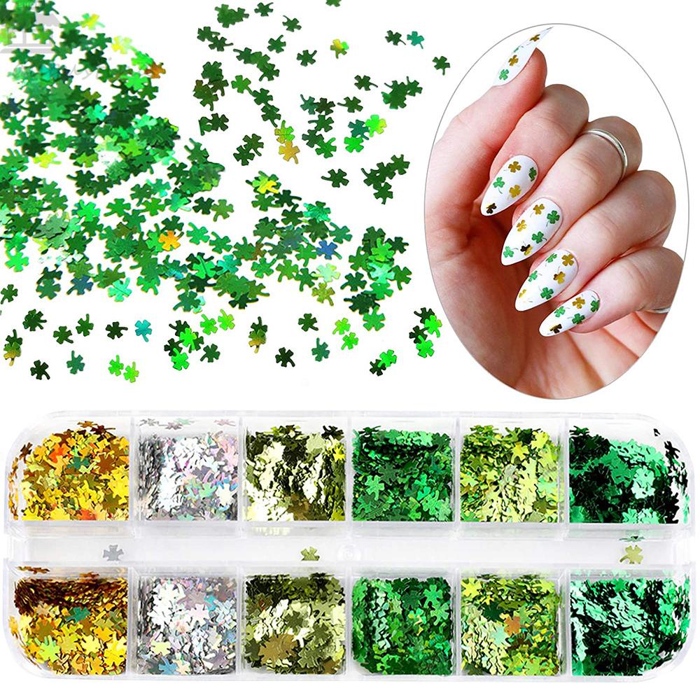 Stiker Kuku Clover Four-leaf Agustinina 1Box Clover Lucky Grass DIY Dekorasi Nail Art