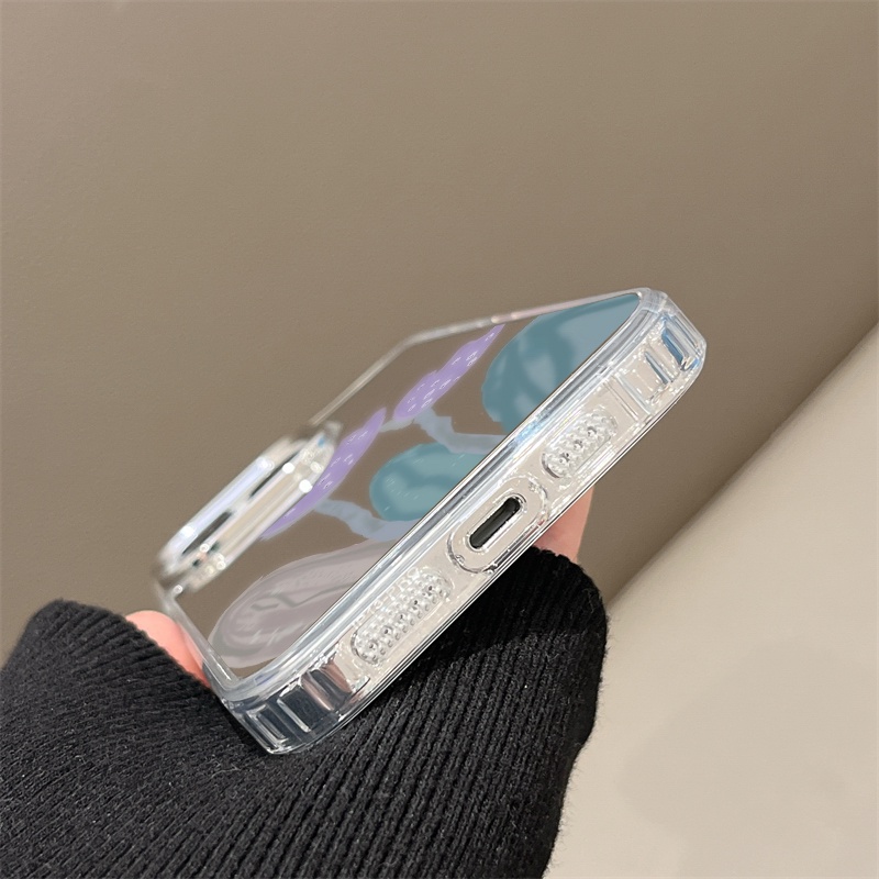 IPHONE Casing Ponsel Cermin Bunga Purper Kompatibel Untuk Iphone11 12 13 14 12Pro 13Pro 14Pro Pro Max XR X XS Max Electroplating Tombol Perlindungan Mirror Cover