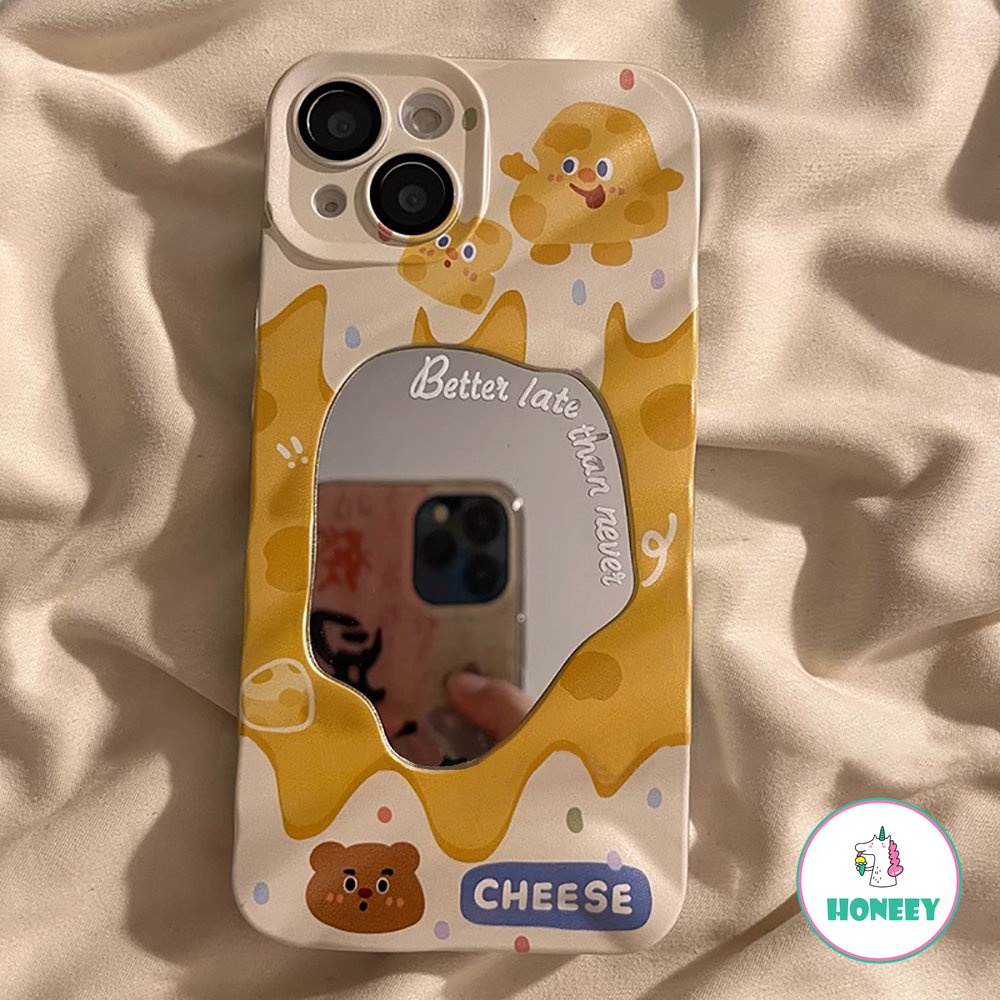 IPHONE Cute Cheese Bear Bunny 3D Wave Pattern Back Cover Untuk Iphone14 13 12 Pro Max Case Iphone11 Trendy Irregular Mirror Anti-Shock Casing Hp