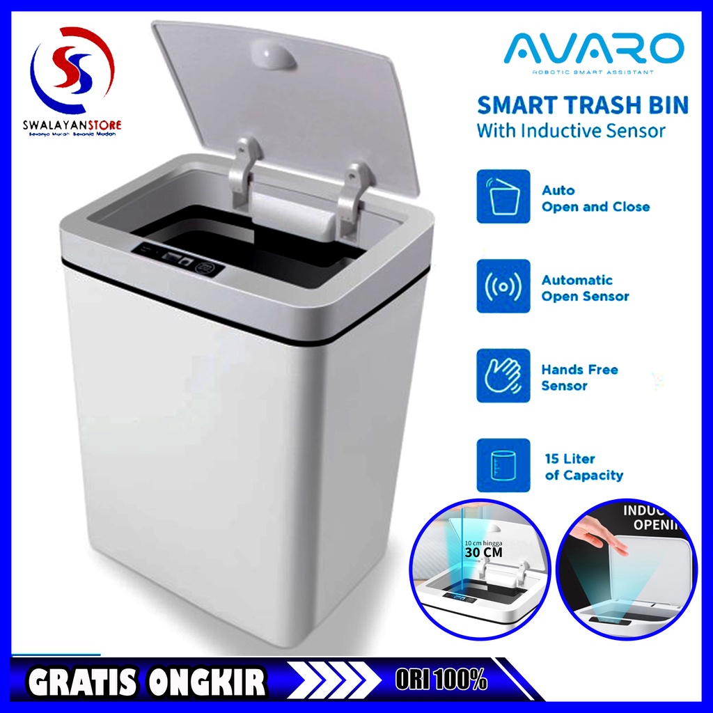 AVARO TC01 Smart Trash Bin Tempat Sampah Tong Sampah Sensor 15L