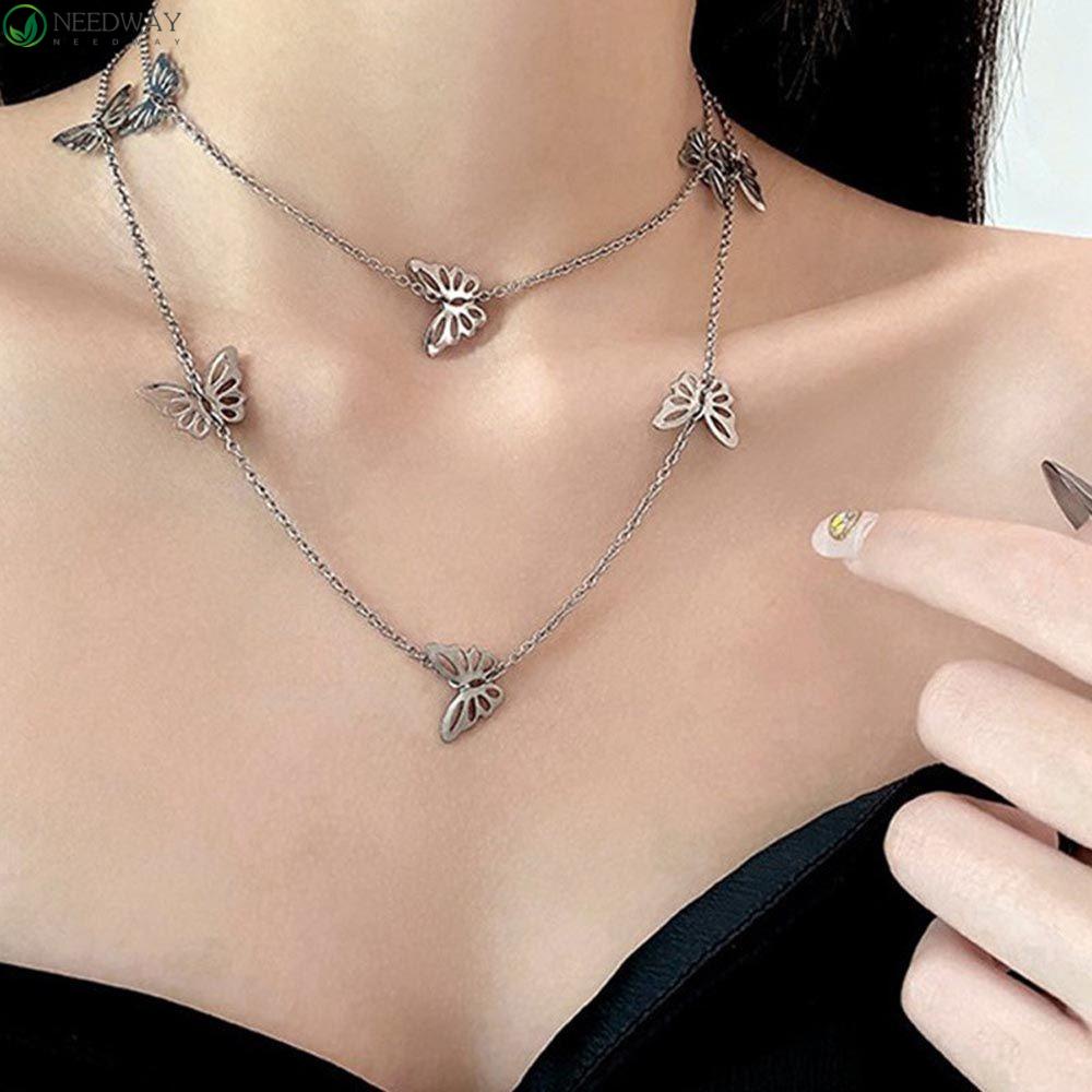 NEEDWAY Kalung Korea Temperamen Pesta Trendi Kupu-Kupu Elegan