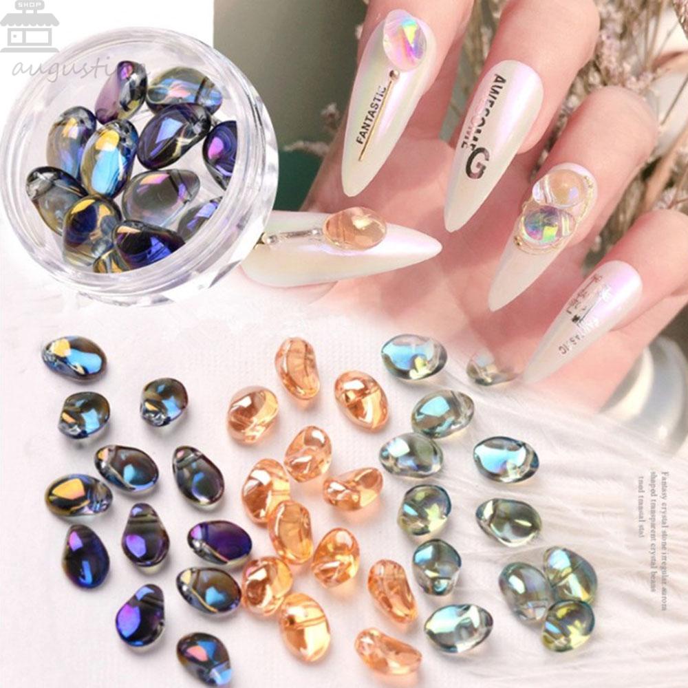 AUGUSTINA Agustina Aurora Batu Kristal 10pcs Gadis Manikur Alat Fashion Permata Tidak Teratur Perhiasan Mengkilap