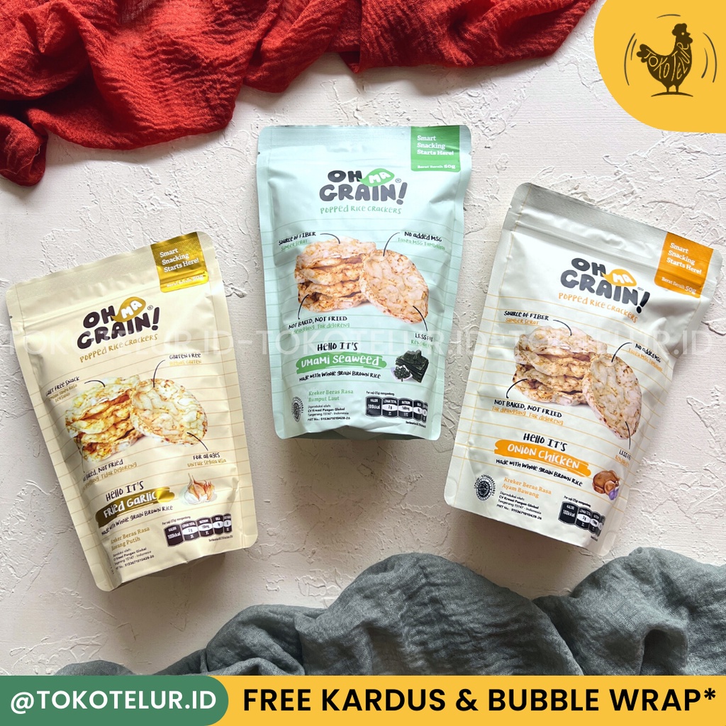 OH MA GRAIN - Keripik Beras Organik |  Popped Rice Crackers NO MSG