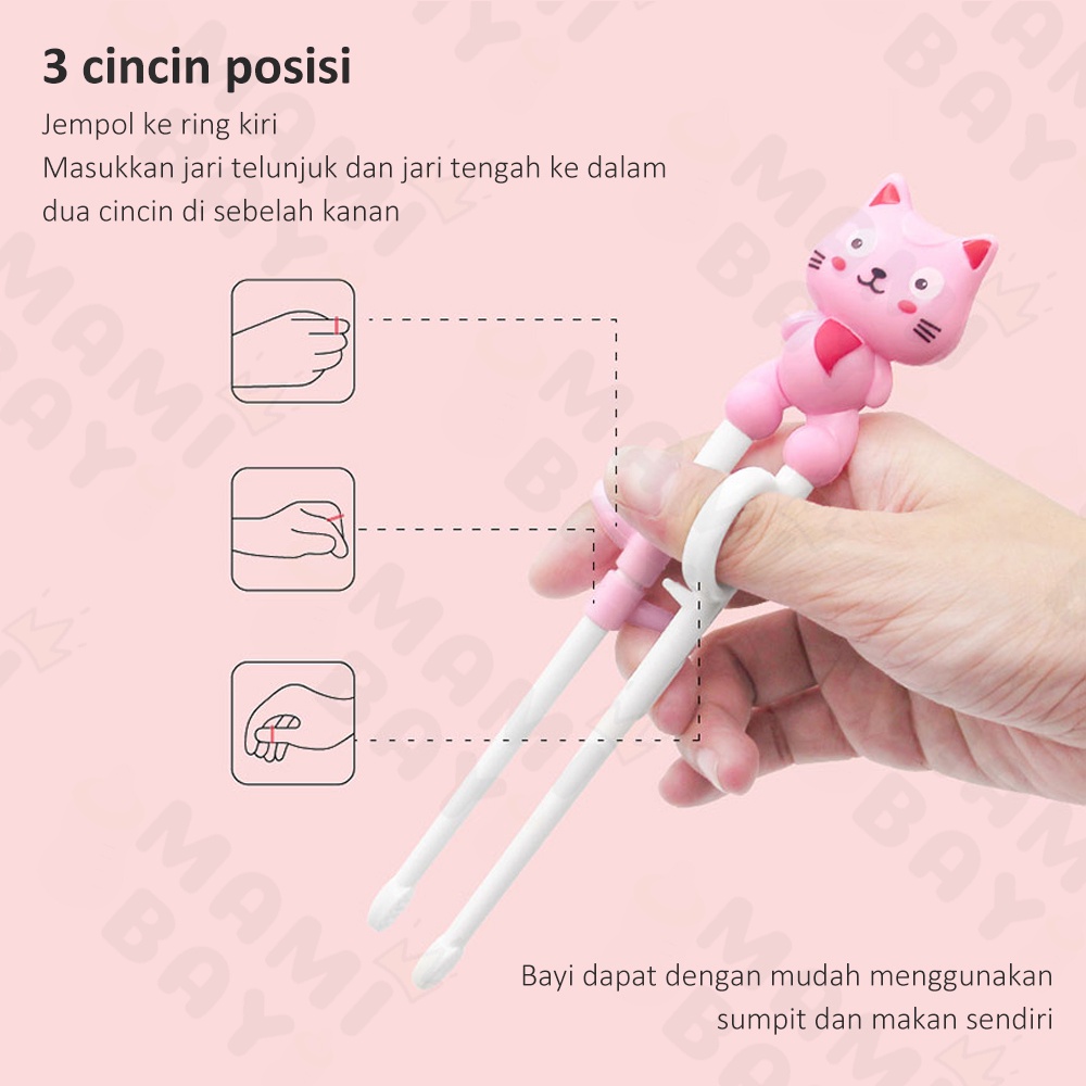 Mamibayi Sumpit Belajar Bayi Model Kucing Peralatan Makan Anak Bayi Children Training Chopstick Lucu