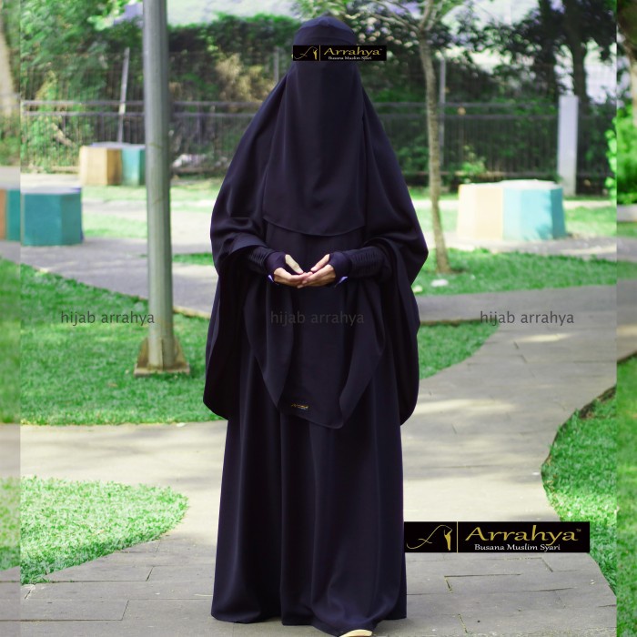 Promo New Style Arrahya Exclusive Gamis Butik set khimar syari / Gamis hitam Polos - S