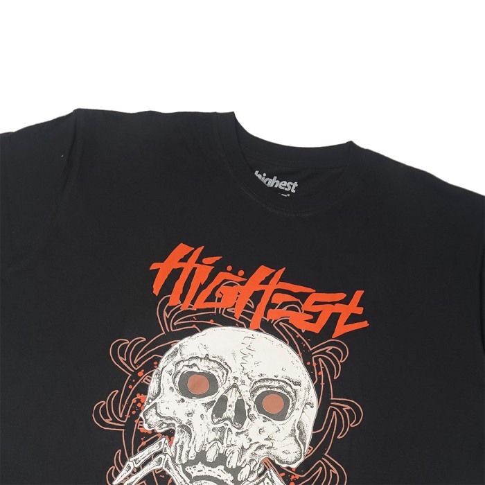 HIGHEST KAOS ATASAN BIG SIZE JUMBO PRIA HITAM SPIDER SKULL KATUN COMBED 30S PREMIUM - HG275