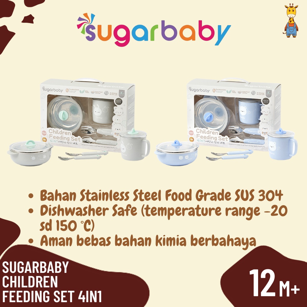 Sugar Baby Stainless Steel Children Feeding Set 4in1 / Alat Makan Bayi Set