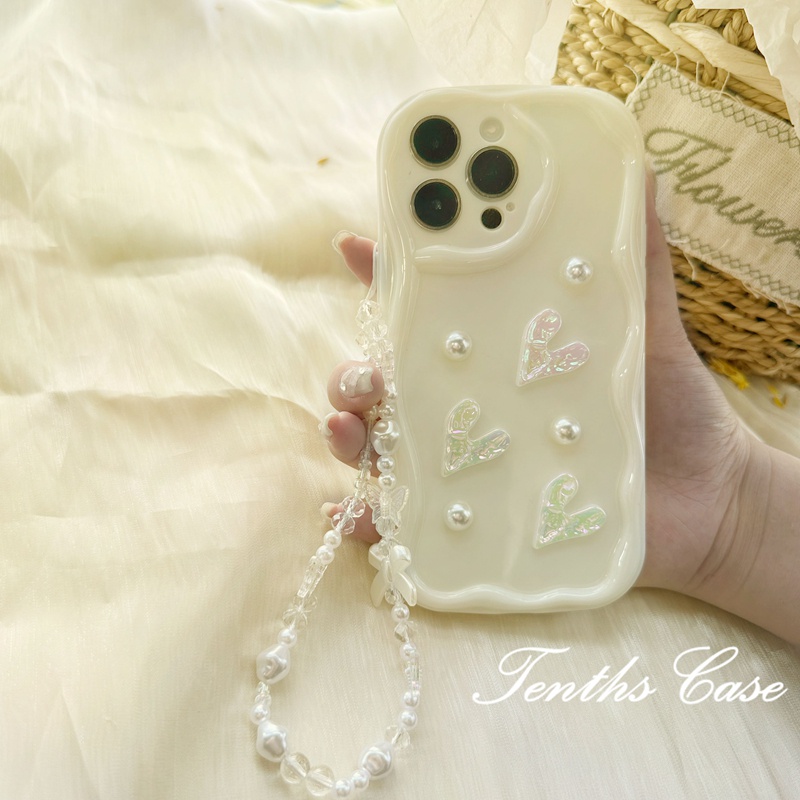 Kompatibel Untuk IPhone14 13 12 11 Pro Max8 7 6 6s Plus X Xr Xs Max SE 2020 3D Tepi Gelombang Melengkung Berbentuk Hati Phone Case