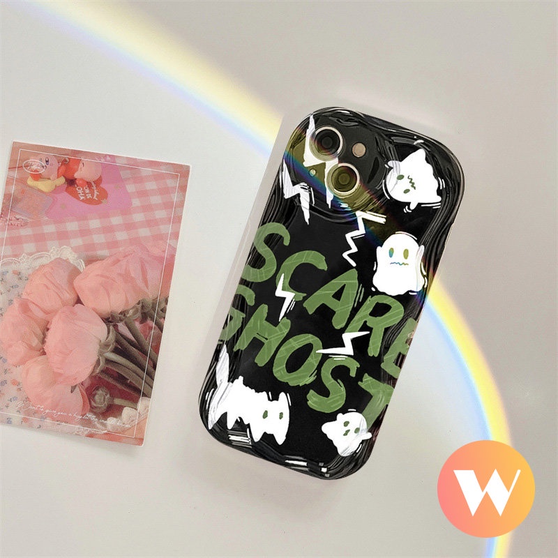 Casing Tepi Melengkung Bergelombang 3D Untuk Redmi 9C NFC A1 9 9A 9T 10a2 10A 10C Note 10s 11 10 11s 8 9 10Pro 10 Pro Max Plus POCO M3 Kartun Lucu Takut Hantu Kartun Monster Pasangan Soft Cover