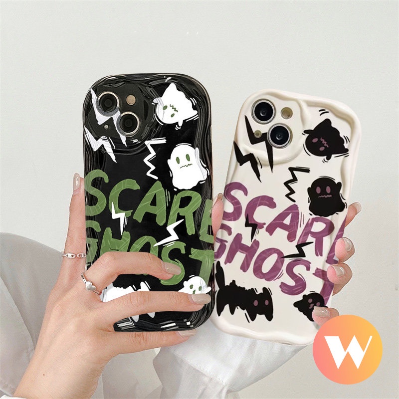 Casing Tepi Melengkung Bergelombang 3D Untuk Redmi 9C NFC A1 9 9A 9T 10a2 10A 10C Note 10s 11 10 11s 8 9 10Pro 10 Pro Max Plus POCO M3 Kartun Lucu Takut Hantu Kartun Monster Pasangan Soft Cover