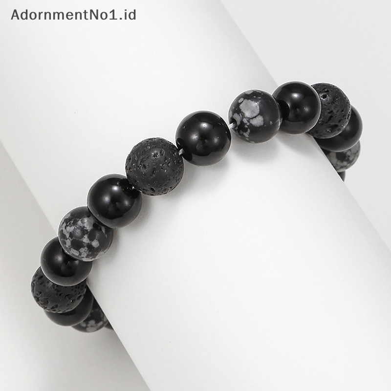 [AdornmentNo1] Chmic Natural Volcano Stone Beaded Bracelets Mens 8mm 10mm tali elastis pecinta wanita menurunkan berat badan perhiasan tangan