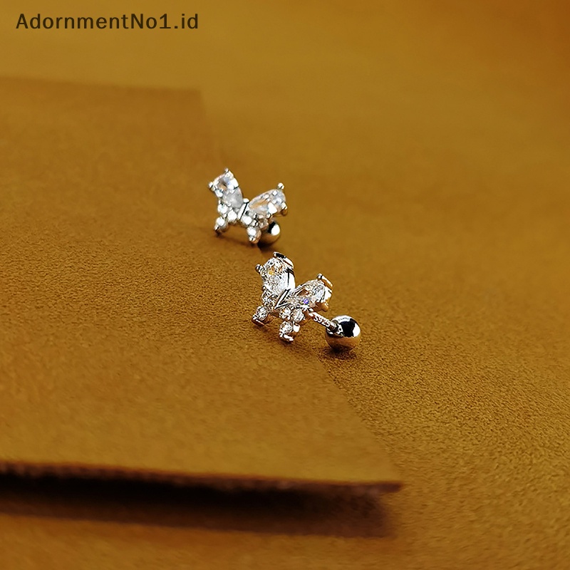 [AdornmentNo1] 1pasang Ins zirkon anting kupu untuk wanita telinga tulang kuku Cartilage Earring Spiral Stud perhiasan tubuh hadiah