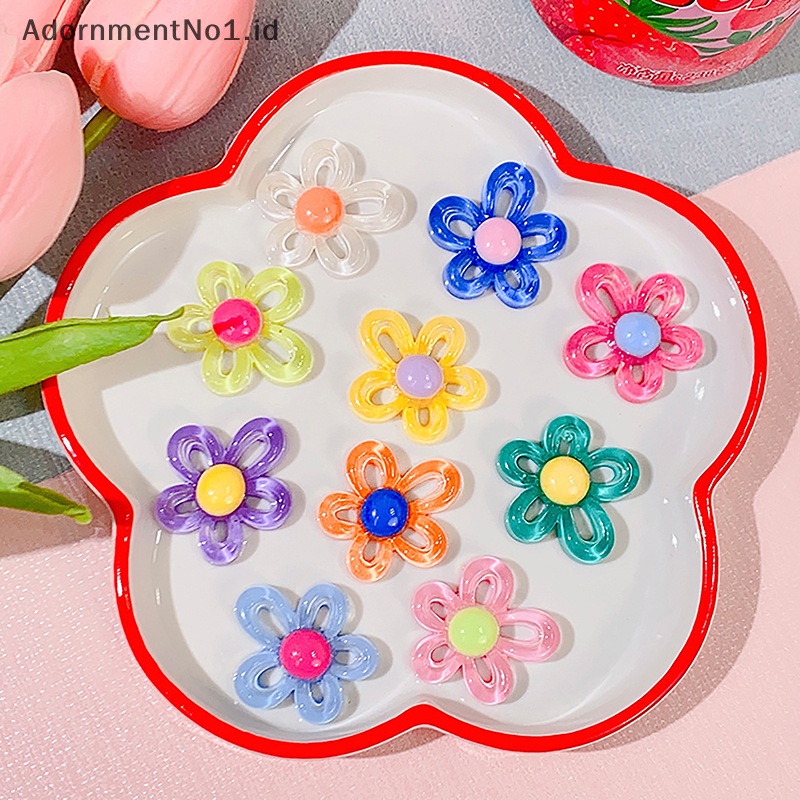 [AdornmentNo1] 10pcs Colorful transparan Hollow bunga Resin aksesoris Kawaii DIY Scrapbooking dekor Phone Case kotak penyimpanan bahan Patch