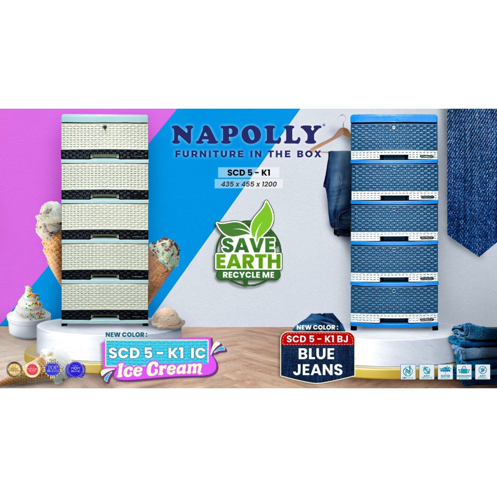 Cuci Gudang  Napolly - Scd 5 K1 - Rak Laci Cabinet Napolly Laci Napolly Cabinet 5 Susun Rak