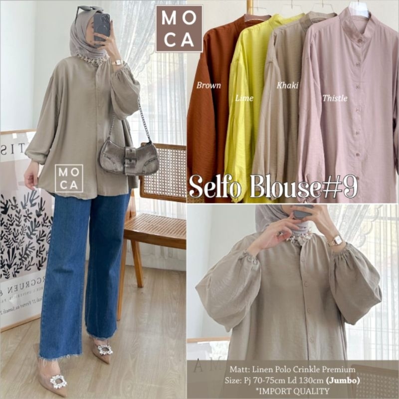 SELFO BLOUSE #9 Jumbo ORI MOCA | Ld130 Linen Polo Crinkle Premium