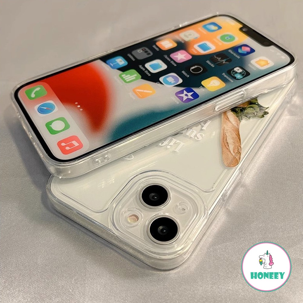 Retro Picnic Bag Vegetable Bread Transparent Phone Case for IPhone 14 13 12 11 Pro Max Xr Xs Max 7 8 Plus SE Case Cute Soft Cover