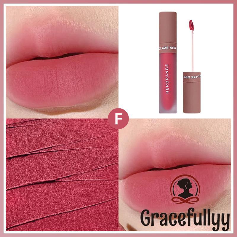 [COD]HERORANGE Lip Glaze Matte Moisturizing Lipstik Waterproof Lip Gloss Tahan Air Tahan Lama-GY