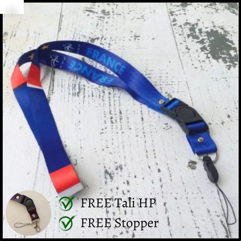 

Tali Lanyard Custom FC France / Custom Lanyard Tali Gantungan Kunci HP POD ID Card
