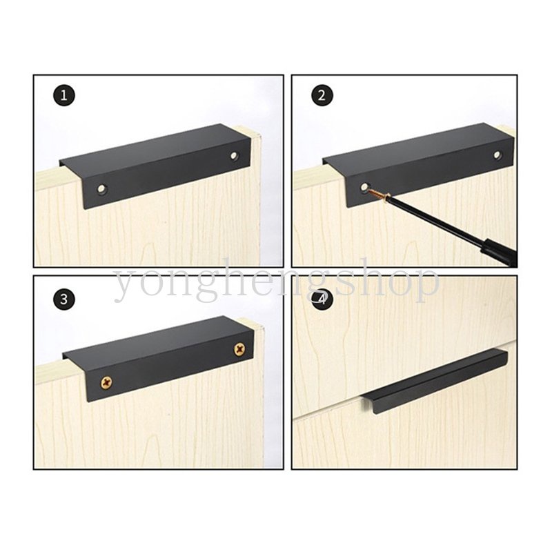 Knob Handle Laci Hitam Dengan Sekrup Invisible Aluminium Alloy Lemari Dapur Lemari Lemari Gagang Lemari Tarikan Lemari Pegangan Aluminium Furniture Hardware