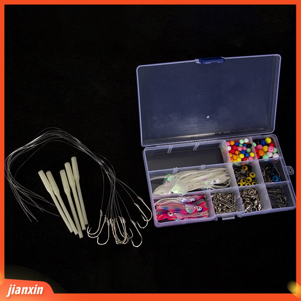 (In Stock) 1set Set Rig Pancing Dengan Pengait Kotak Penyimpanan Dan Tali Beberapa Aksesoris Angling 226Pcs Set Aksesoris Memancing Laut Untuk Memancing Di Luar Ruangan