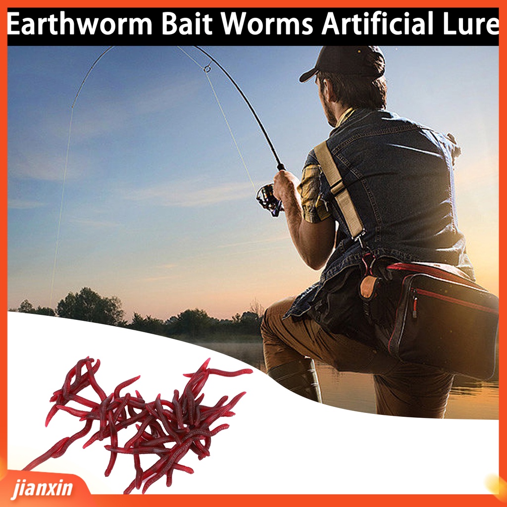(In Stock) 50 Pcs 3.5 cm Worm Umpan Simulasi Elastisitas Tinggi Tahan Gigit Angling Cacing Tanah Umpan Cacing Buatan Umpan Memancing Luar Ruangan