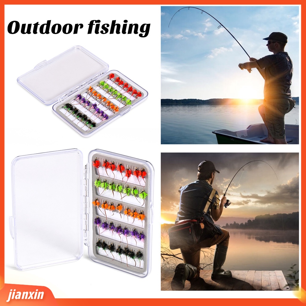 (In Stock) 35Pcs Umpan Pancing Desain Simulasi Warna Terang Ukuran Mini Realistis Dengan Kait Tajam Compact Bulu Serangga Lalat Buatan Memancing Umpan Perlengkapan Memancing