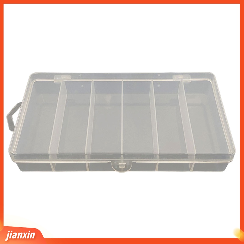 (In Stock) Kotak Umpan Pancing Transparan Terlihat Multi-Kompartemen Tahan Debu Tepi Halus Dengan Kait 6-Grid Wadah Umpan Pancing Kotak Penyimpanan Bening Perlengkapan Memancing