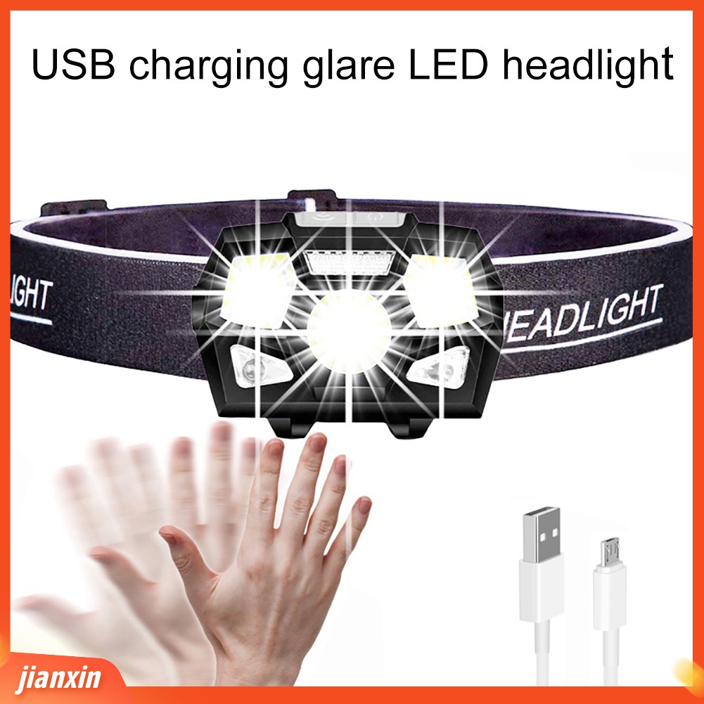 (In Stock) 5000LM USB Rechargeable Malam Memancing Berkemah Gesture Sensing LED Headlight Lamp