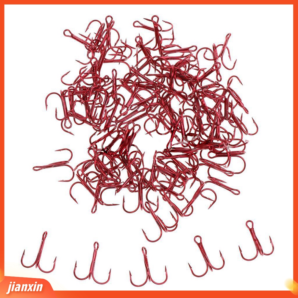 (In Stock) 100Pcs Kait Treble Memancing Baja Karbon Umpan Holder Fishhooks2 /4 /6 /8 /10#