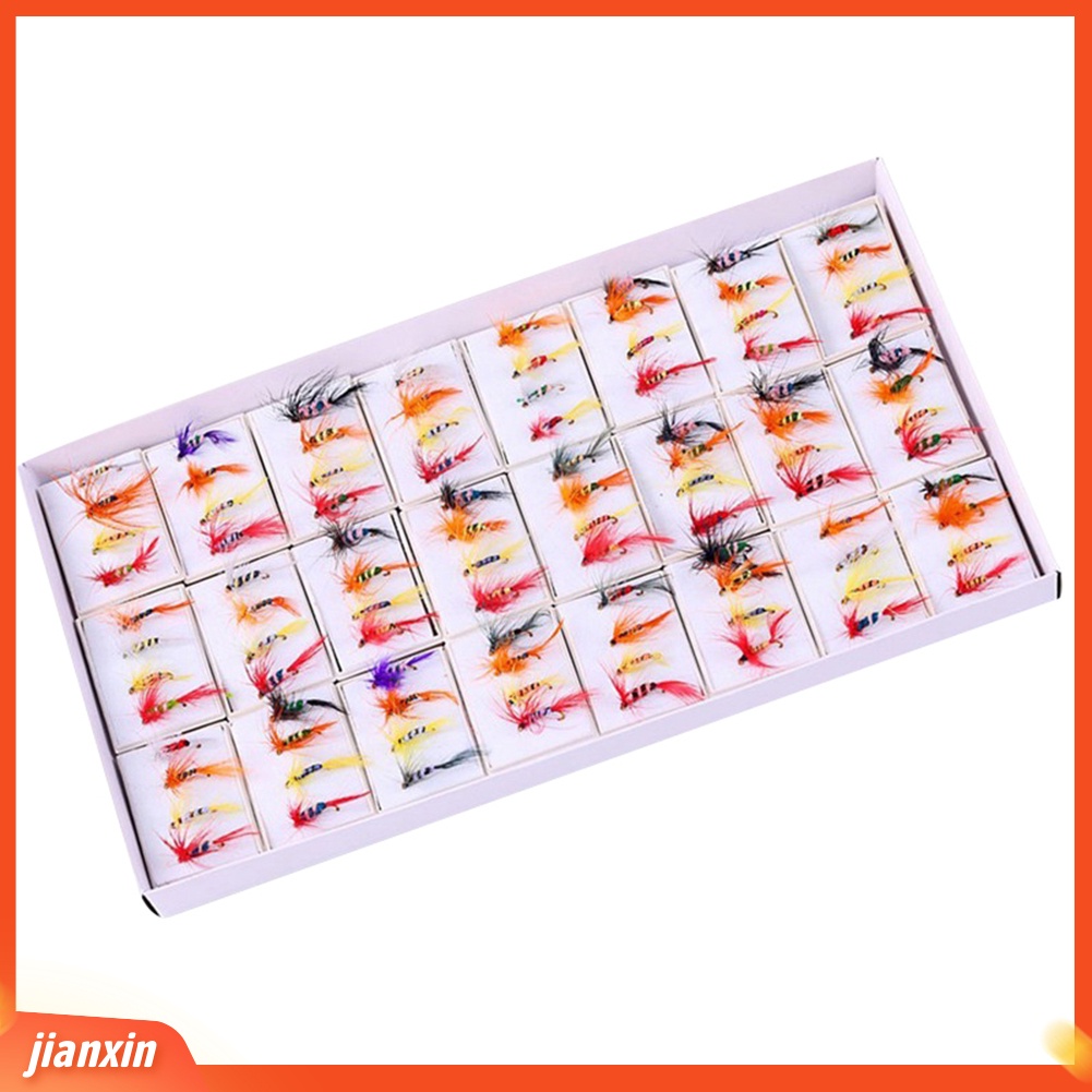 (In Stock) 96Pcs Umpan Buatan Umpan Kering Kait Fly Fishing Flies Bulu Tackle Tools