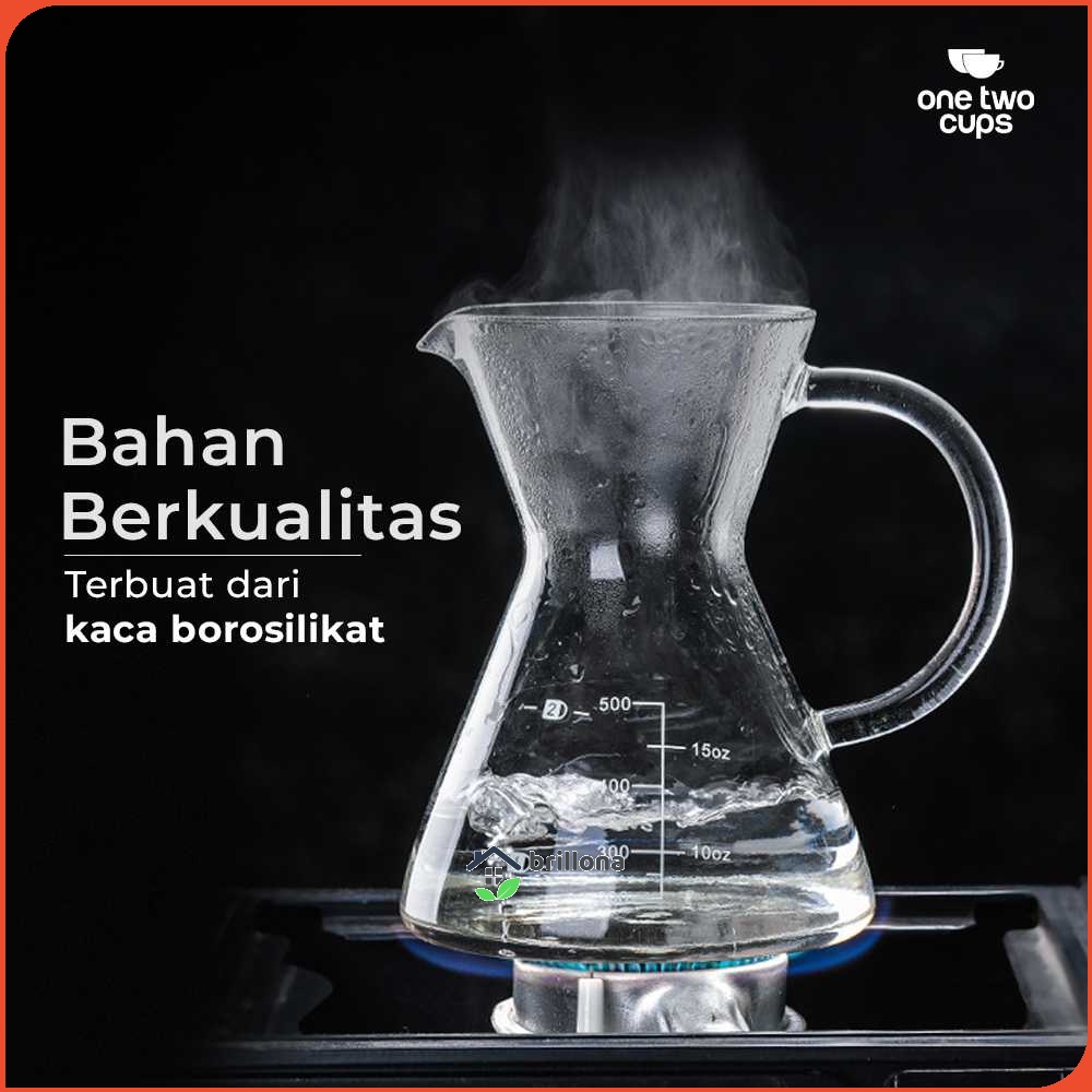 One Two Cups Coffee Maker Pot V60 Teko Kopi 500ml + Filter - YD-KT001