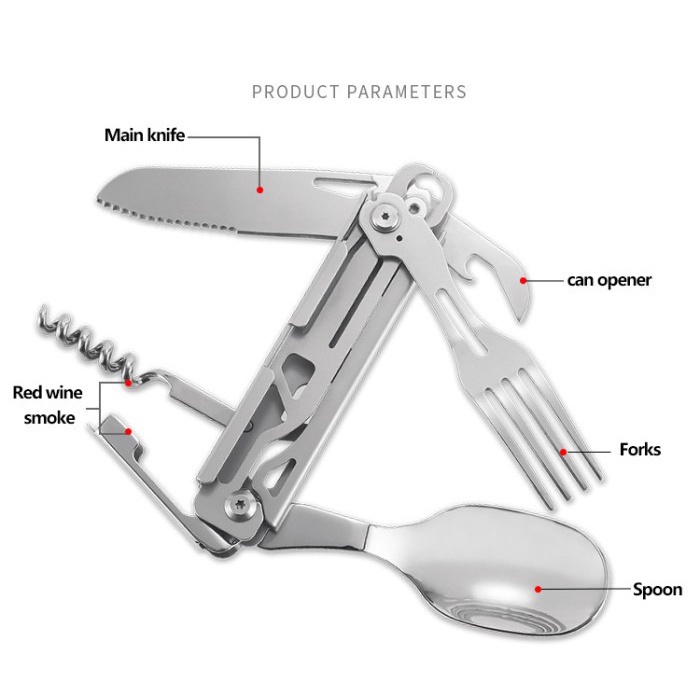 PNK23 H003 Portable Folding Camping Cutlery - Alat Makan Camping Multitool