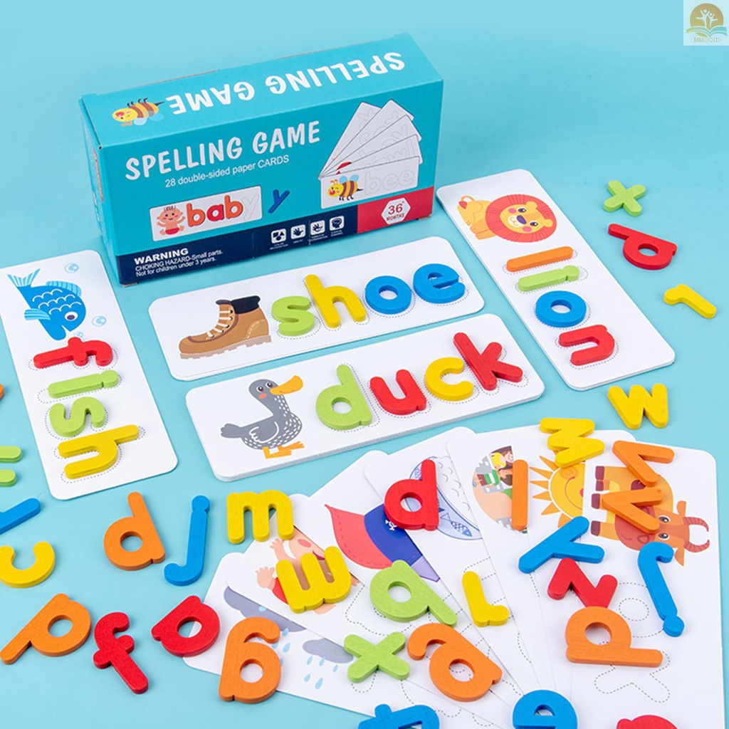 In Stock Ejaan Kayu Kata Permainan Kartu Pengenalan Huruf Montessori Puzzle STEM Mainan Edukasi Dini Untuk Usia 3+anak Laki-Laki &amp; Perempuan