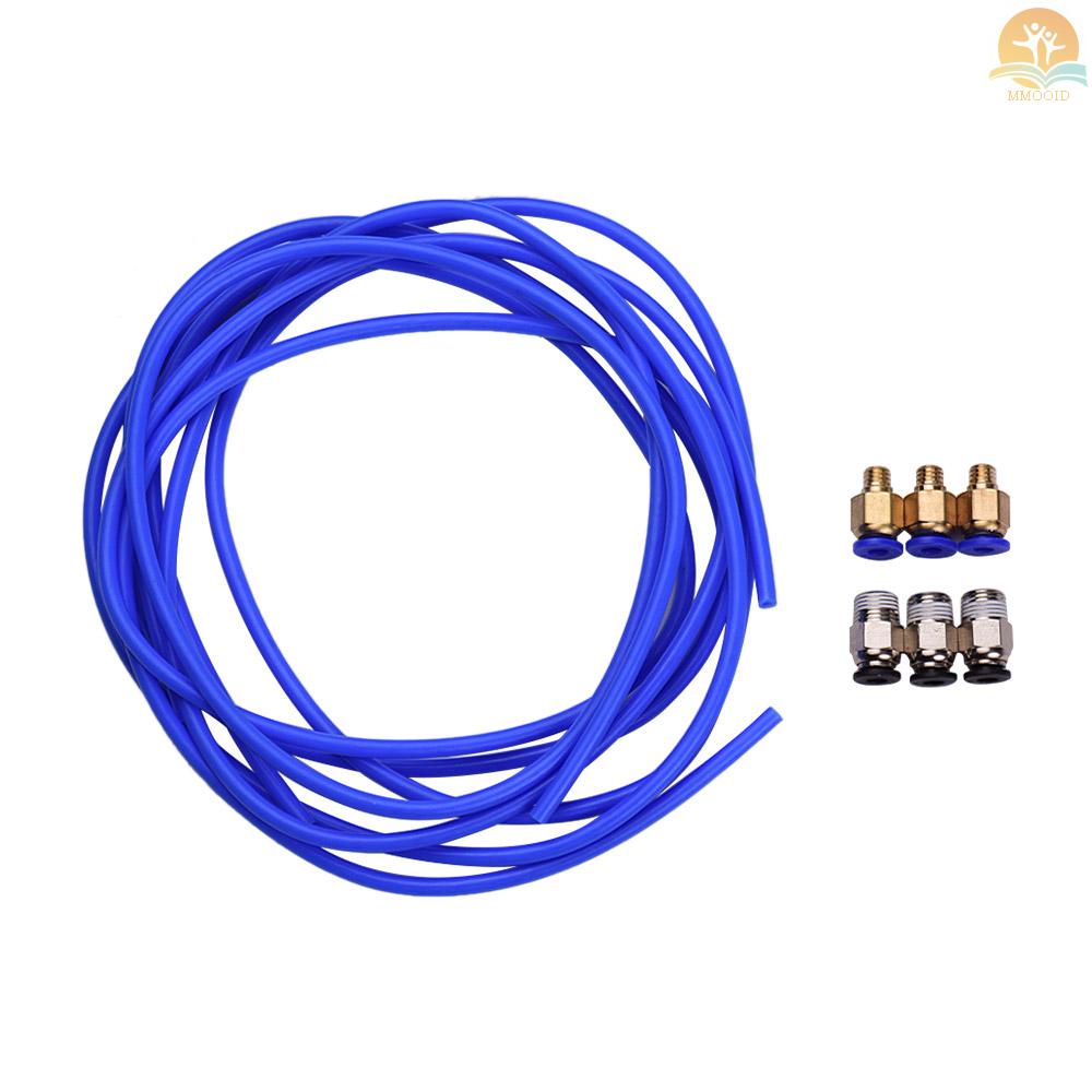 In Stock 3pcs Pipa Selang Tabung PTFE Biru 1meter Dengan 3pcs PC4-M6 Fitting Pneumatic 3pcs Konektor Fitting PC4-01 Untuk Printer 3D Filamen 1.75mm