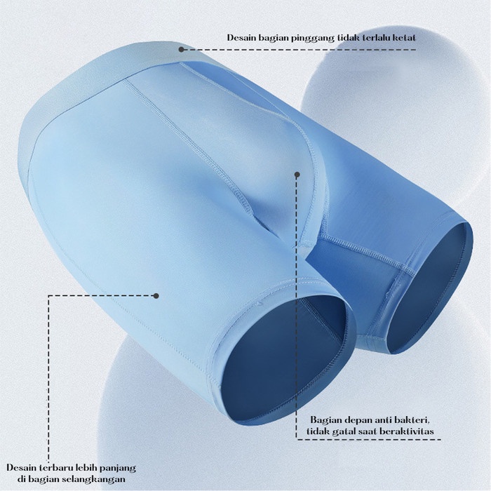 Celana Dalam Boxer Pria MIIOW Ice Silk Solid Colour Model Panjang