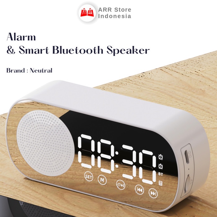 Speaker Bluetooth Jam Alarm Clock Digital LED Display With FM Radio