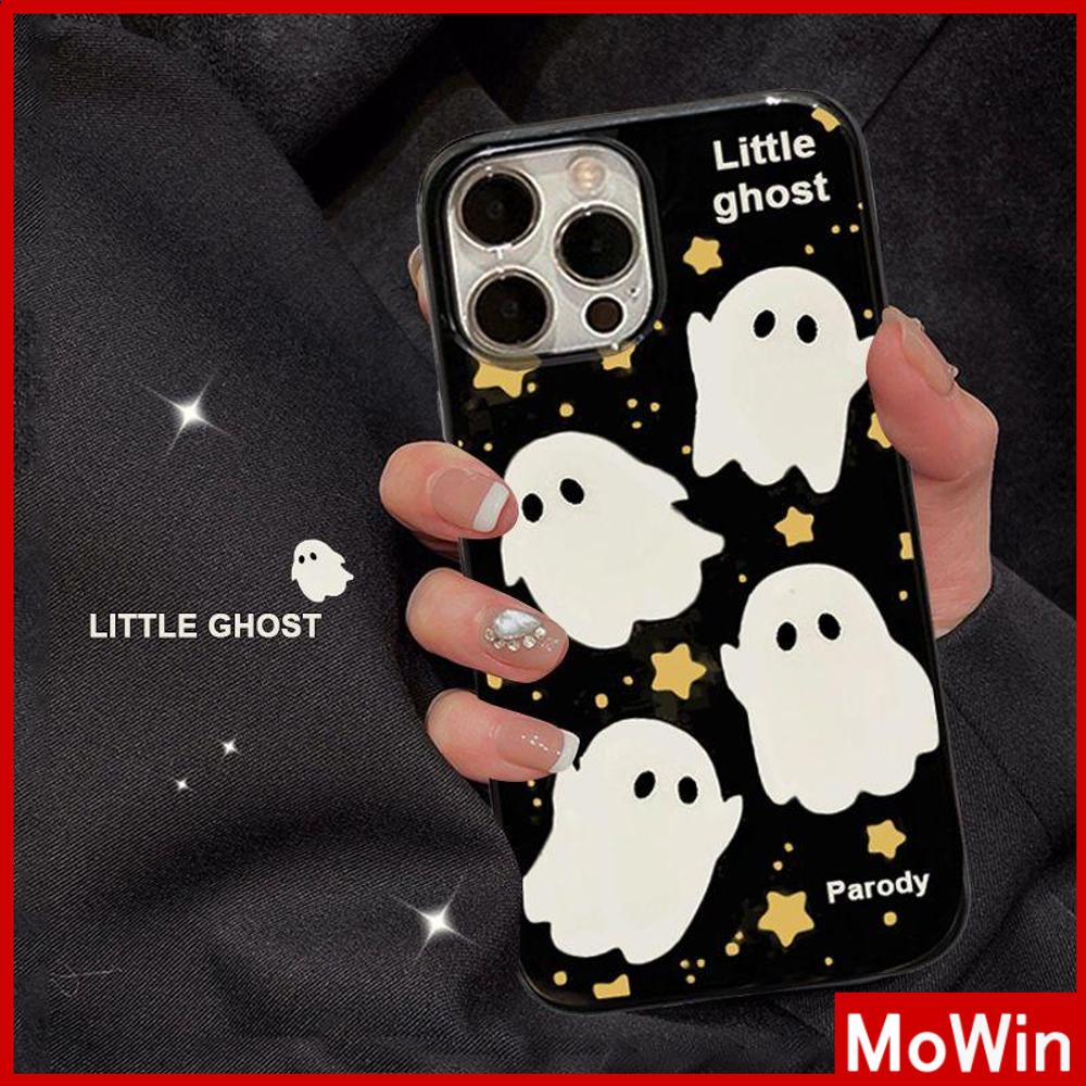 Case iPhone 14 Pro max iPhone Case Glossy TPU Permen Case Lembut Shockproof Perlindungan Kamera Gloss Hitam Hantu Lucu Kompatibel dengan iPhone 13 Pro max 12 Pro Max 11 xr xs max 7 8Plus