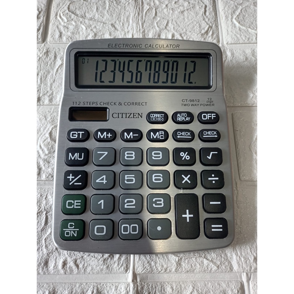 CITIZEN CT-9812 Check Correct Kalkulator Cek Ulang 12 Digit LCD Besar CT9812