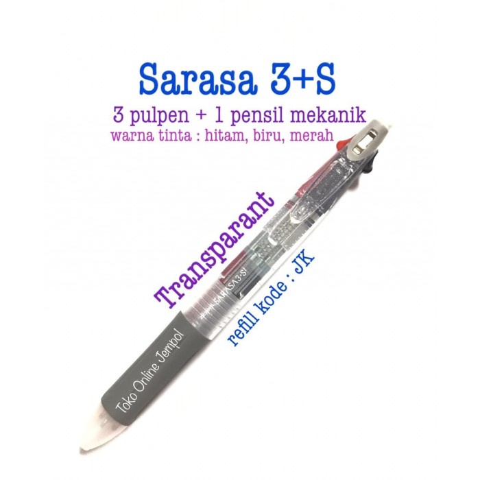 

ATK0554SR 3+S Pulpen 0.5 + Pensil 0.5 JK Sarasa Pulpen 3S Zebra SJ3 - Hitam