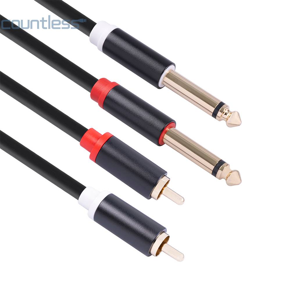 1.5m 2kabel Audio Jack Male To2 RCA 2.35mm 2kabel Konektor Splitter [Tanpa Jumlah)