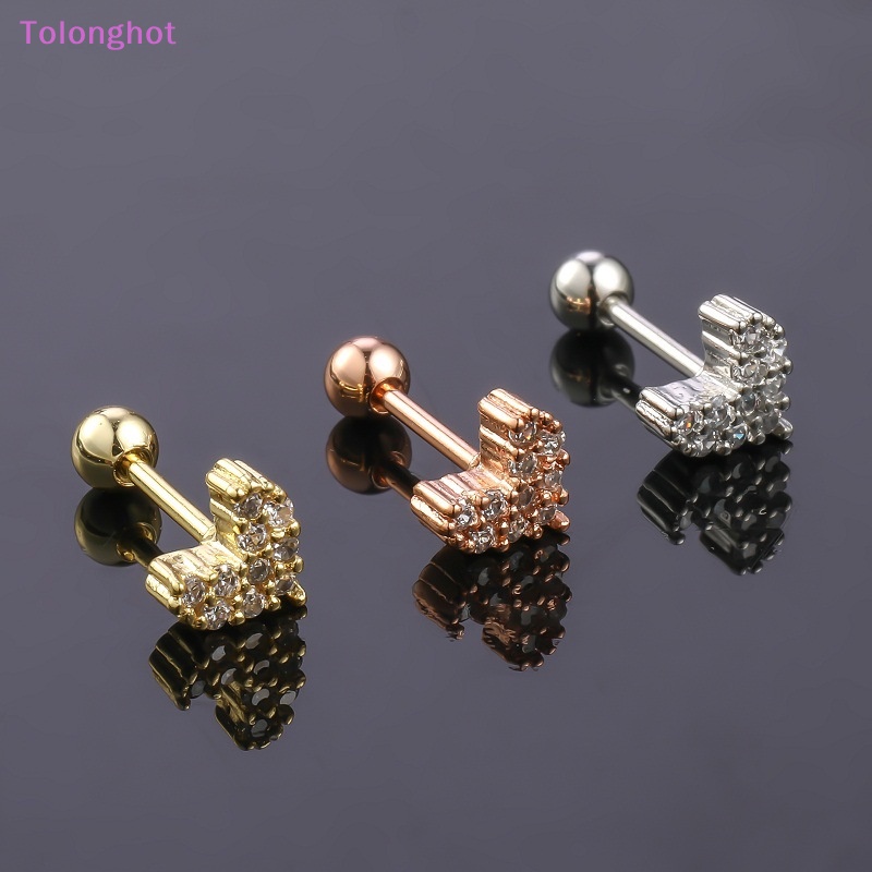 Tolonghot&gt; 1Pcs Sederhana Jantung Telinga Tulang Kuku Spiral Stud Anting Untuk Wanita Gadis Pesta Baru Perhiasan Halus Hadiah well