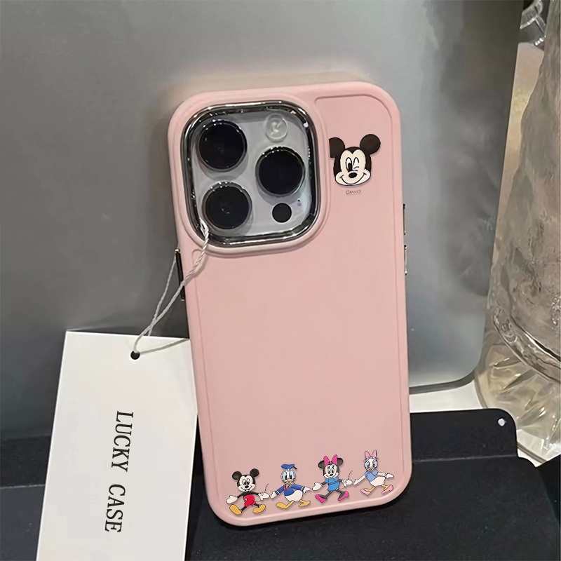 IPHONE Hewan Lucu Tombol Logam Casing Ponsel Silikon Kompatibel Untuk Iphone14 13 12 Pro Max Soft Casing Shockproof Cover Cell Precticer