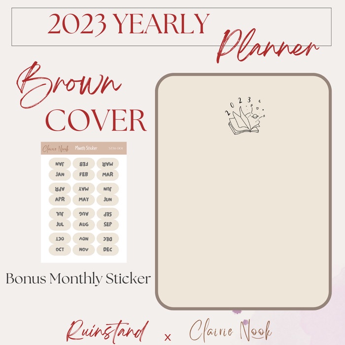 

✨BISA COD✨ -Yearly Planner 2023 - Planner - Jurnal - Diary Planner Clairie Nook - Cokelat